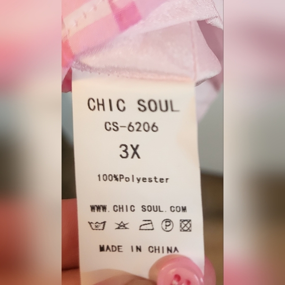 Chic Soul Lovely In Pink Ruffled Checkered Dress Size 3X - Picture 10 of 10